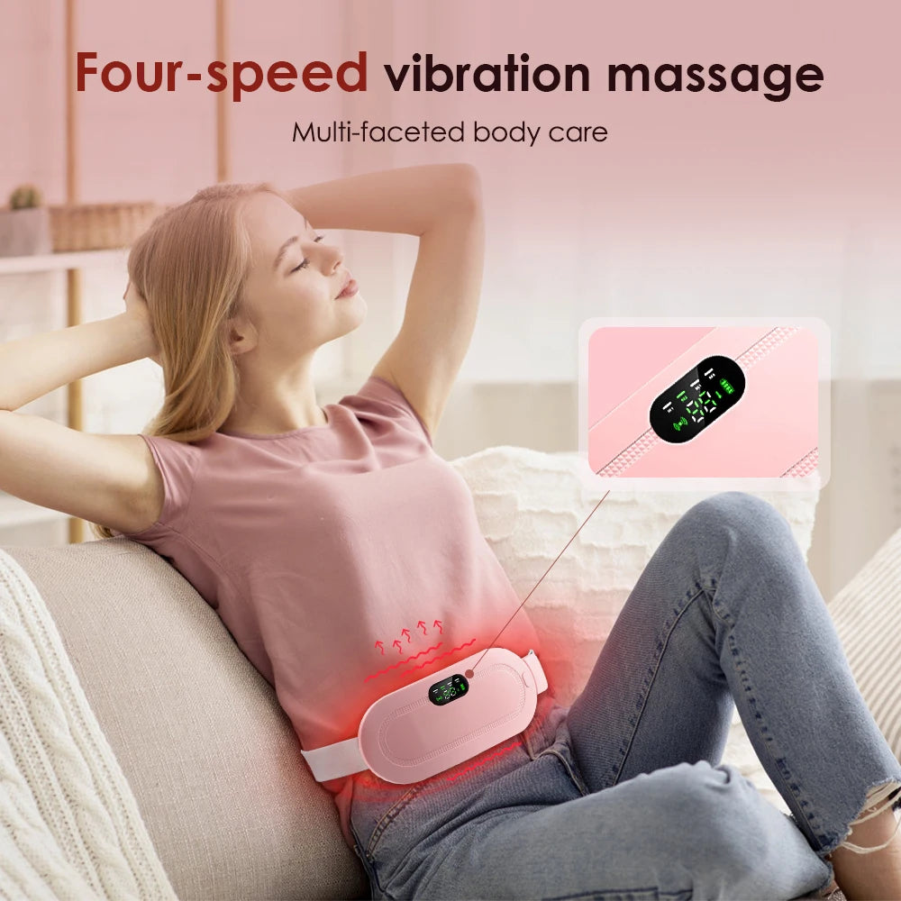 Electric Period Cramp Massager Vibrating Heating Pad Belt